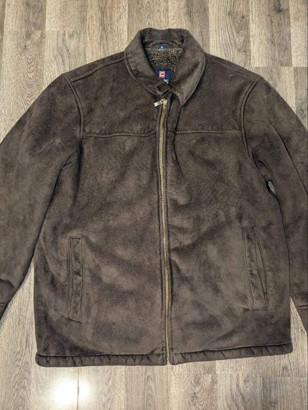 Men's Medium M Chaps Faux Suede Sherpa-Lined Full-Zip Jacket